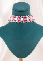 Emerald Bloom Choker pink necklace set (Yellow Gold) NEC002613 - Image 2