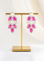 Emerald Bloom Choker pink necklace set (Yellow Gold) NEC002613 - Image 3