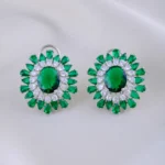 Emerald Bloom Earrings (Silver) EAR002038