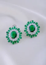 Emerald Bloom Earrings (Silver) EAR002038 - Image 3