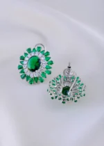 Emerald Bloom Earrings (Silver) EAR002038 - Image 4
