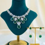 Emerald Bloom Luxury Necklace Set (Yellow Gold) NEC001560