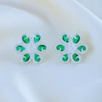 Emerald Blossom Earrings (Silver) EAR001870