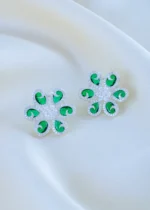 Emerald Blossom Earrings (Silver) EAR001870 - Image 2