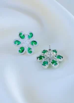 Emerald Blossom Earrings (Silver) EAR001870 - Image 3