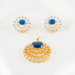 Emerald Blossom blue pendant set (Yellow Gold) PSET02649