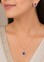 Emerald Blossom blue pendant set (Yellow Gold) PSET02649 - Image 4