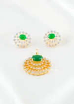 Emerald Blossom green pendant set (Yellow Gold) PSET02648