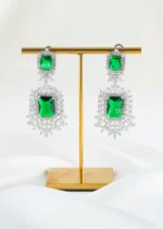 Emerald Cascade Chandelier Earrings (Silver) EAR002434