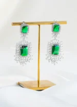 Emerald Cascade Chandelier Earrings (Silver) EAR002434 - Image 2