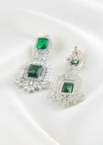 Emerald Cascade Chandelier Earrings (Silver) EAR002434 - Image 3