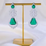 Emerald Cascade Drop Earrings ( Silver ) EAR002169