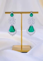 Emerald Cascade Drop Earrings ( Silver ) EAR002169