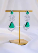 Emerald Cascade Drop Earrings ( Silver ) EAR002169 - Image 2
