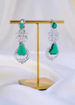 Emerald Cascade Drop Earrings ( Silver ) EAR002169 - Image 3
