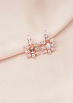 Emerald Cut Statement Earrings (Rose Gold) EAR000684 - Image 2