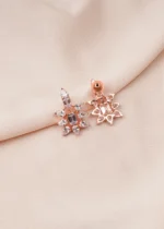 Emerald Cut Statement Earrings (Rose Gold) EAR000684 - Image 3