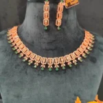 Emerald Diamond Necklace Set (Rose-Gold)- NEC02122201