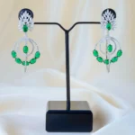 Emerald Grace Party Earrings (Silver) EAR001481