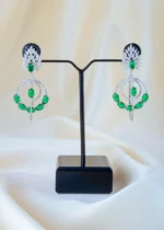 Emerald Grace Party Earrings (Silver) EAR001481