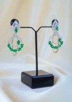 Emerald Grace Party Earrings (Silver) EAR001481 - Image 2