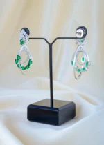 Emerald Grace Party Earrings (Silver) EAR001481 - Image 3