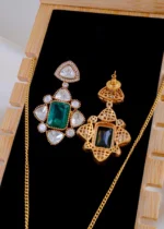 Emerald Grace Polki Set (Antique Gold) NEC002002 - Image 3