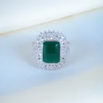 Emerald Green Cocktail Ring (Silver) RING01205