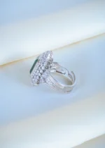 Emerald Green Cocktail Ring (Silver) RING01205 - Image 3