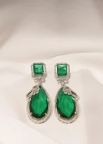 Emerald Green Danglers (Silver) EAR000434