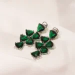 Emerald Green Danglers (Silver) EAR000465