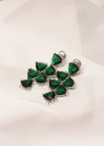 Emerald Green Danglers (Silver) EAR000465