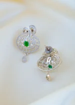 Emerald Green Designer Pendant Set (Silver) PSE0T1474 - Image 4
