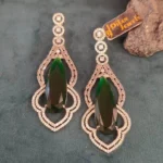 Emerald Green Diamond Danglers (White-Gold) EAR000027