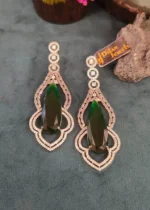 Emerald Green Diamond Danglers (White-Gold) EAR000027