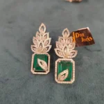 Emerald Green Diamond Earrings (White-Gold) EAR000023