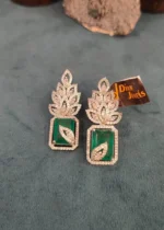 Emerald Green Diamond Earrings (White-Gold) EAR000023