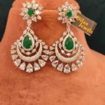 Emerald Green Diamond Necklace Set (White-Gold)- NEC30012315