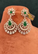 Emerald Green Diamond Necklace Set (White-Gold)- NEC30012315