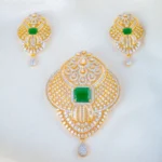 Emerald Green Diamond Pendant Set (Yellow Gold) PSET01455