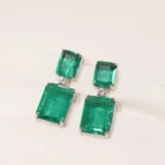 Emerald Green Doublet Earrings (Silver) EAR000510