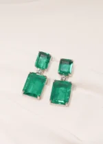 Emerald Green Doublet Earrings (Silver) EAR000510