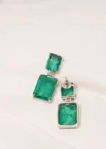 Emerald Green Doublet Earrings (Silver) EAR000510 - Image 2