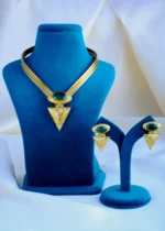 Emerald Green Hasli Necklace Set (Antique Gold) NEC000827