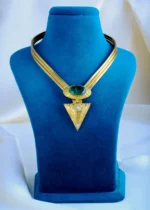 Emerald Green Hasli Necklace Set (Antique Gold) NEC000827 - Image 2