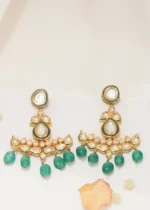 Emerald Green Kundan Danglers (Yellow Gold) EAR000566 - Image 2