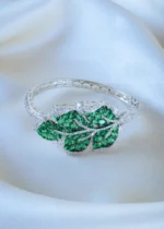 Emerald Green Leaf Bracelet (Dual Plating) BRA001167 - Image 2