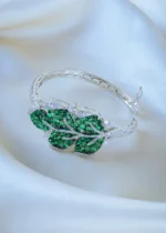 Emerald Green Leaf Bracelet (Dual Plating) BRA001167 - Image 3