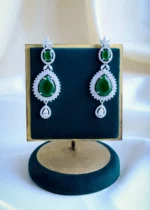 Emerald Green Necklace Set (Silver) NEC000820 - Image 3