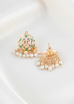 Emerald Green Pearl Filigree Pendant Set (Yellow Gold) PSET02471 - Image 4